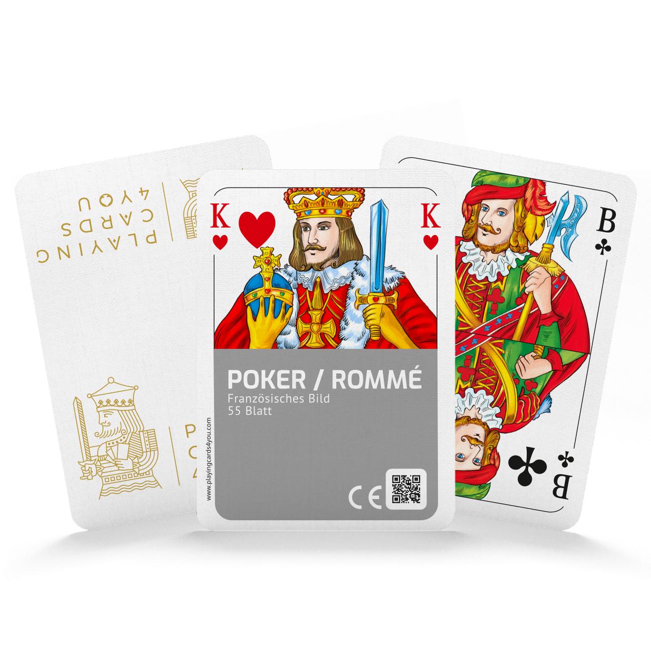 Darstellung Spielkarten Blatt Poker Französisch